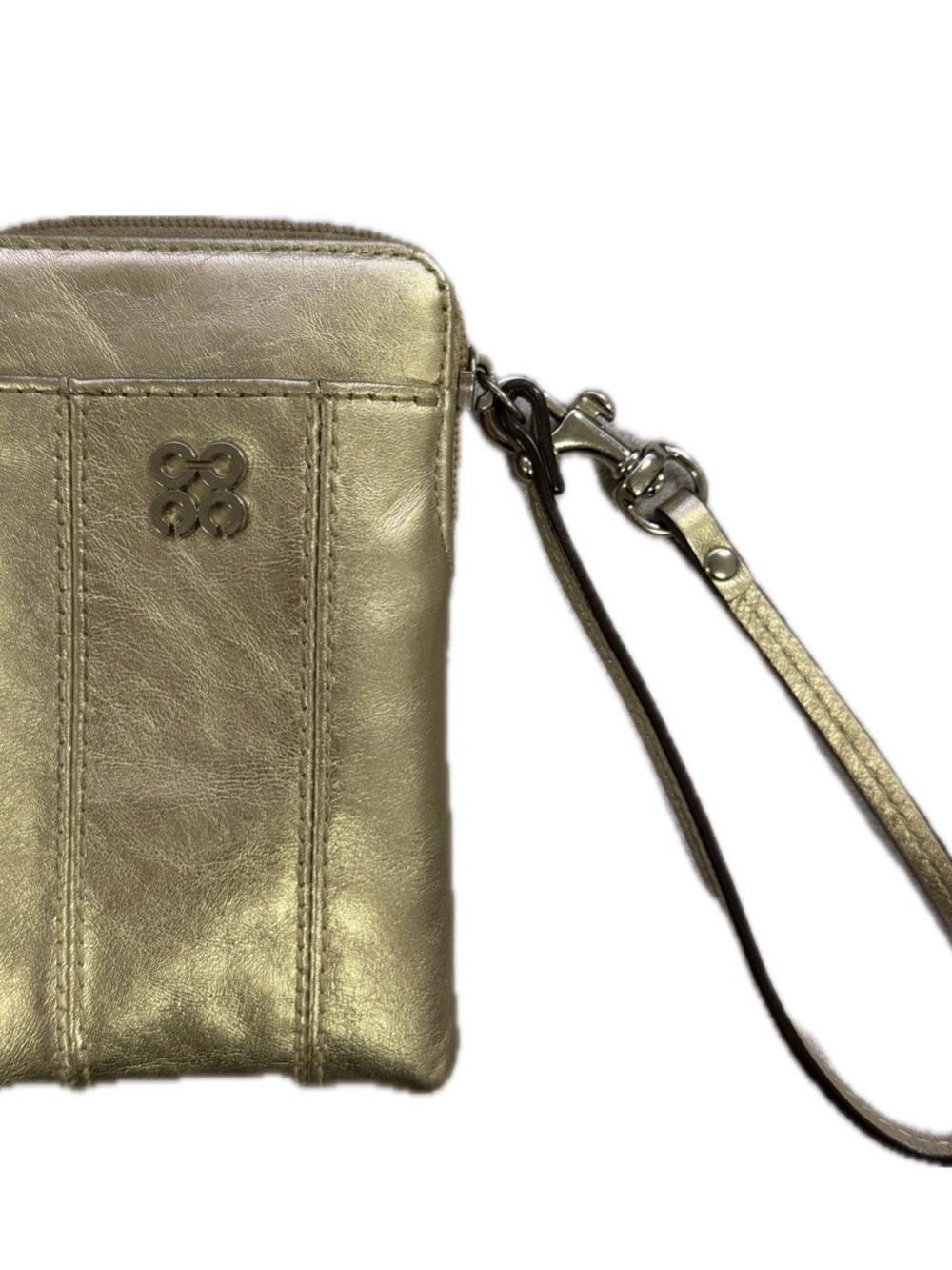 Coach Op Art Metallic Gold Wristlet Wallet Clutch